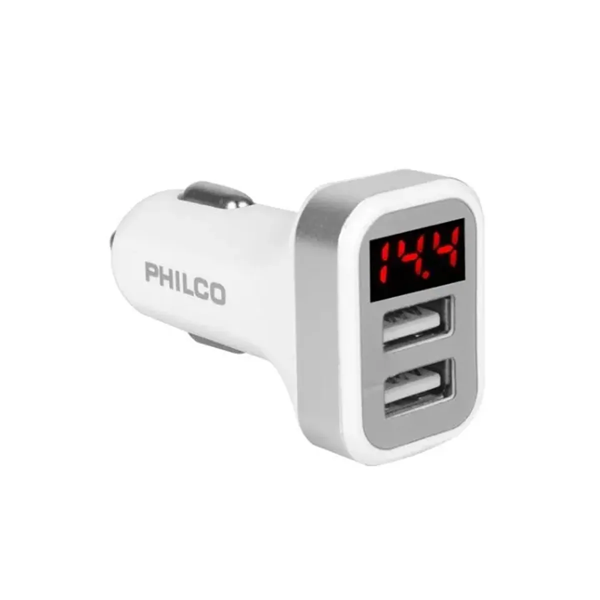 Cargador de auto Philco doble USB con pantalla LED