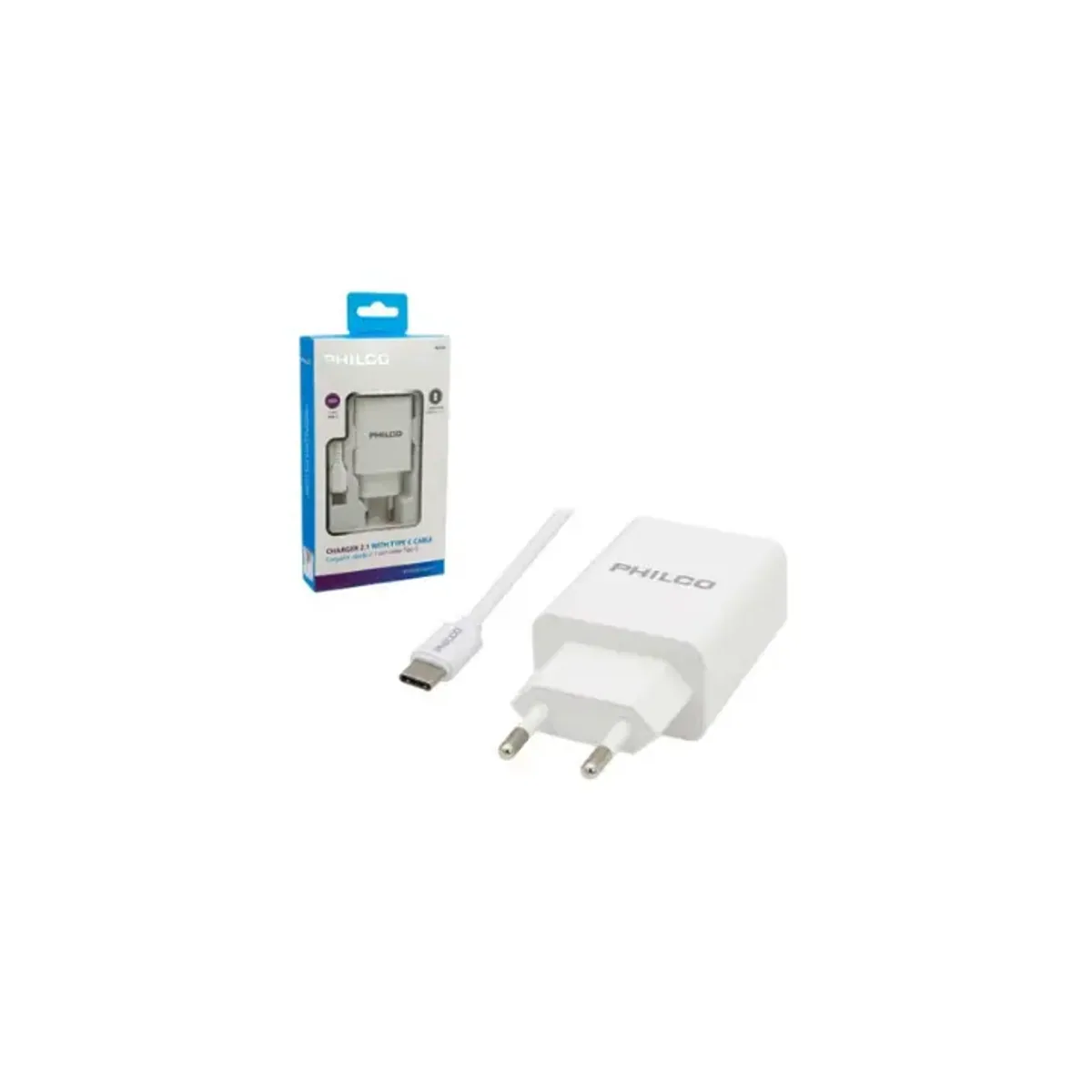 Cargador de pared Philco doble USB 3.1 blanco