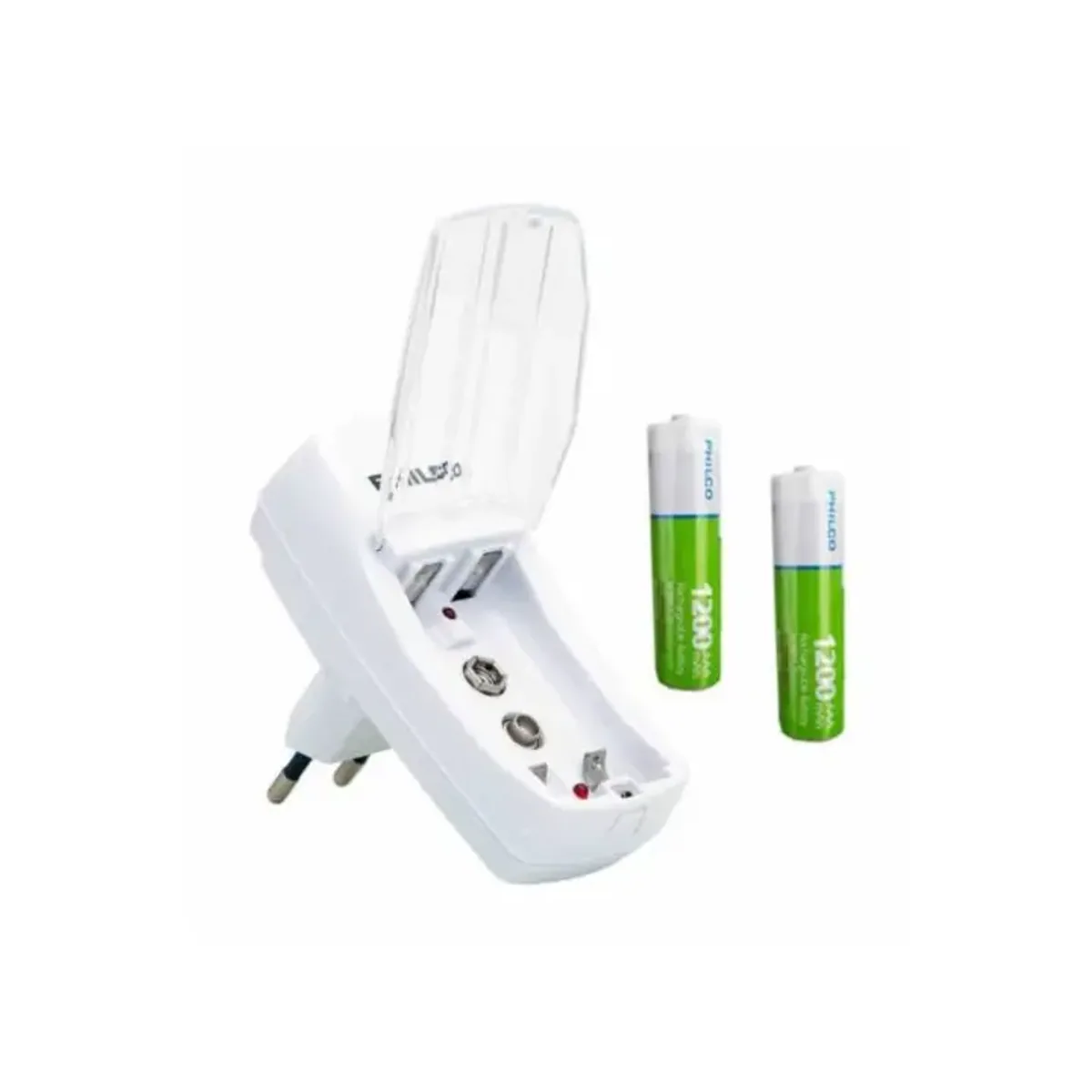 Cargador de pilas Philco + 2 pilas AA recargables