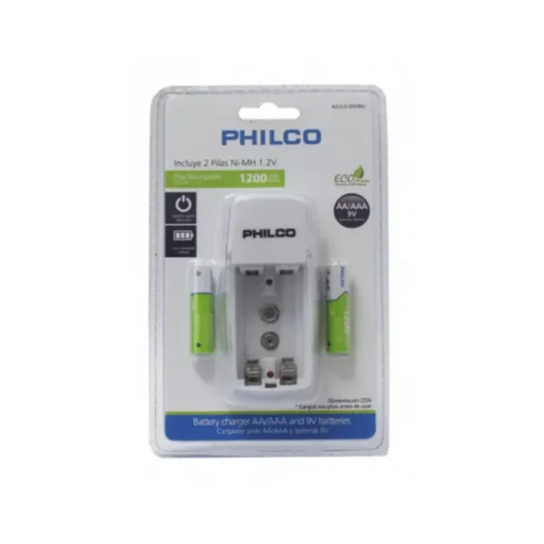 Cargador Philco con 2 pilas aaa Cargador con 2 Pilas Recargables Philco