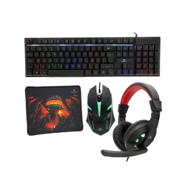 Kit Gamer Monster 4 en 1 (Teclado-Mouse-Audífonos y Mousepad)