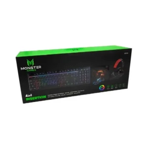Kit Gamer Monster 4 en 1 (Teclado-Mouse-Audífonos y Mousepad)