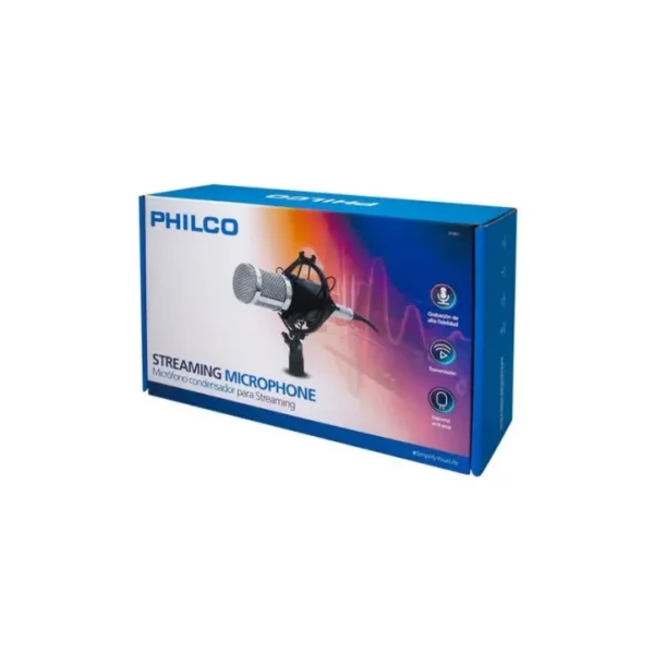 Microfono condensador para streaming con base y antipop philco1 Micrófono Condensador Para Streaming